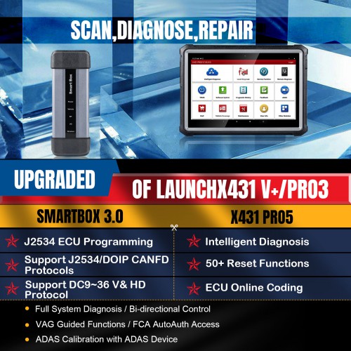 [US Ship] Launch X431 PRO5 PRO 5 Car Diagnostic Tool Full System Intelligent Scanner Support Online Programming for Mercedes and BMW