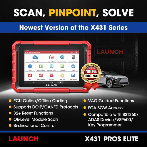 [EU/UK Version] 2024 Launch X-431 PROS Elite 8inch Bidirectional Scan Tool with CANFD ECU Coding Full System 32+ Special Function VAG Guide