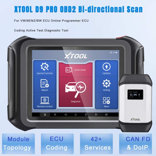 2023 XTOOL D9 PRO OBD2 Bi-directional Scan For VW/BENZ/BW ECU Online Programmer ECU Coding Active Test Diagnostic Tool 42+Services