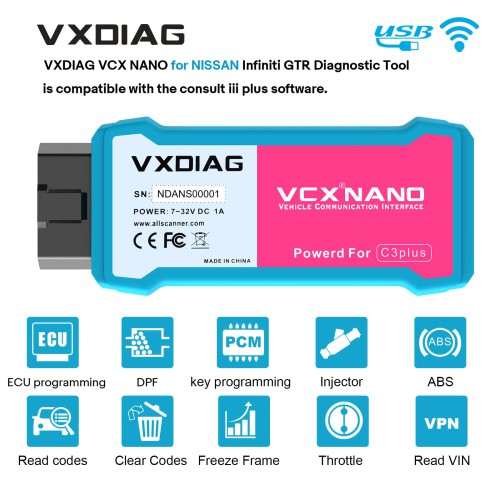 [US/EU Ship] 2024 VXDIAG VCX NANO for NISSAN Infiniti GTR Diagnostic Tool WiFi Version Supports Programming