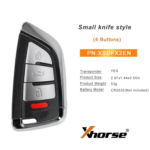 2024 XHORSE XSDFX2EN Small Knife Style 4 Buttons XS Series Universal Smart Key 5pcs/lot