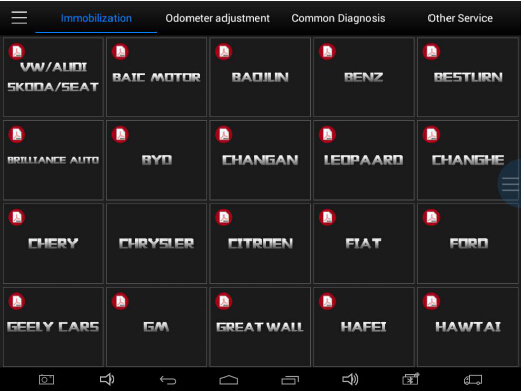 X100 PAD2 Diagnosis interface for choosing vehicles¡¯ model