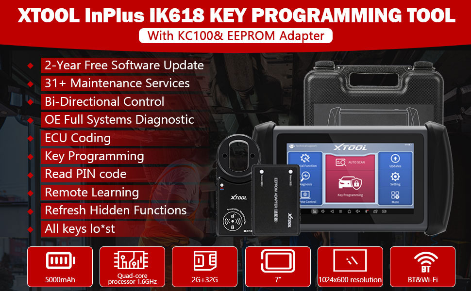 XTOOL InPlus IK618 Key Programming Tool with KC100 Key Programmer and EEPROM Adapter 