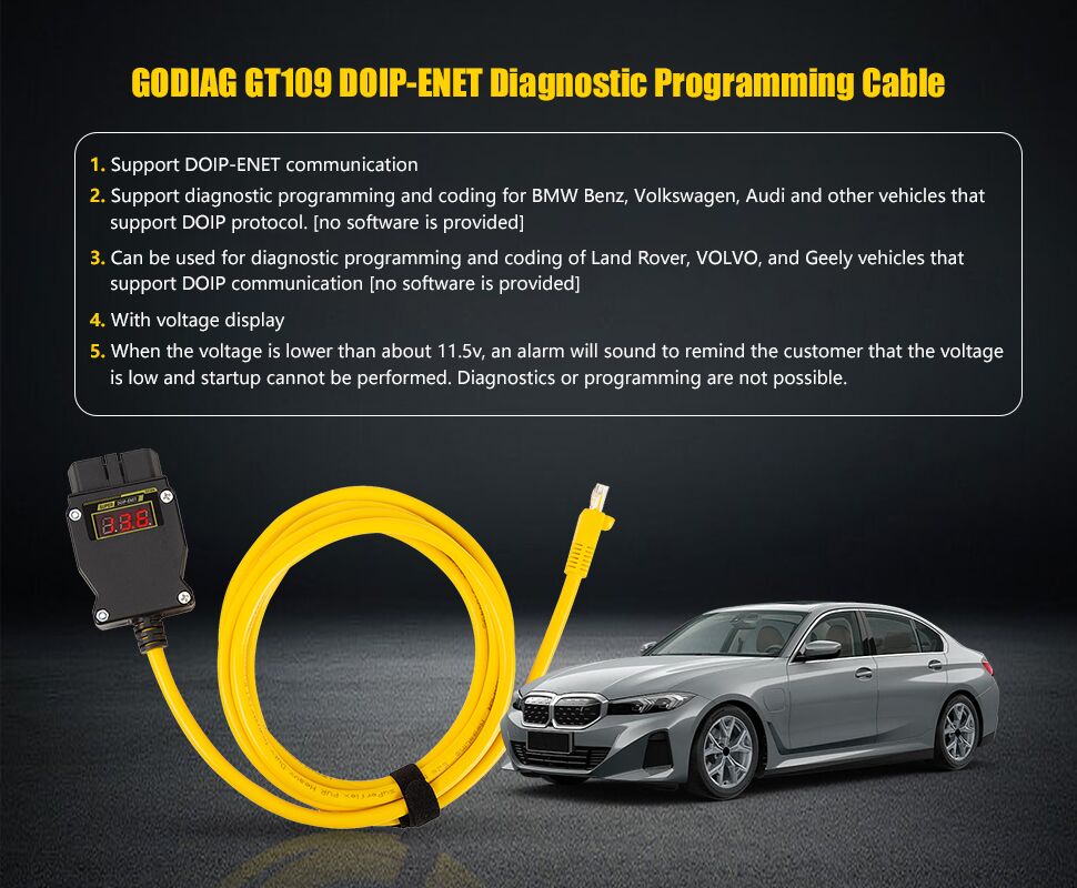 GODIAG GT109 DOIP-ENET DOIP Diagnostic Programming Coding Adapter for BMW Benz VW Audi