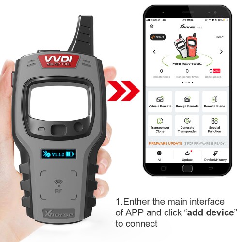Xhorse VVDI Mini Key Tool Remote Key Programmer Support IOS and Android Get ID48 Copy Free Daily Token One Year