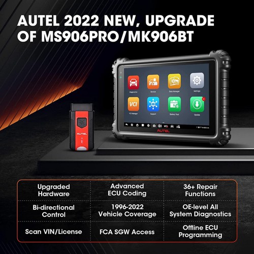 Newest Autel MaxiCOM MK906 PRO Scanner Upgraded of MS906 Pro/MK906BT Diagnostic Tool with Advanced ECU Coding