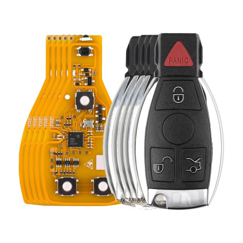 5pcs Xhorse VVDI BE Key Pro Yellow Color Verion No Points with Smart Key Shell 3 Buttons/ 4 Buttons with Panic for Mercedes Benz