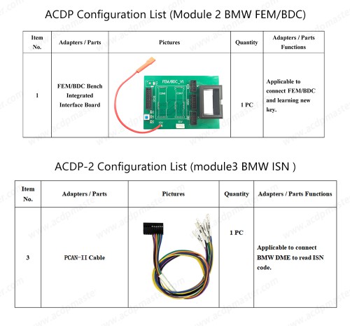 Yanhua Mini ACDP-2 for BMW FEM/BDC Package with Module 2/3 and B48/N20/N55/B38 Bench Interface Board for FEM/BDC Programming ISN Read/write