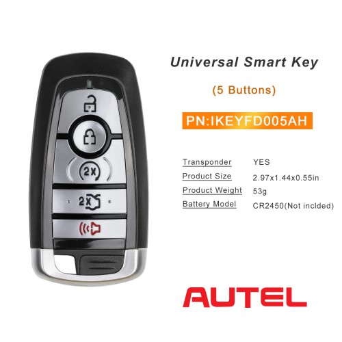 AUTEL IKEYFD005AH 5 Buttons 868/915 MHz  Independent Universal Smart Key 5pcs/lot