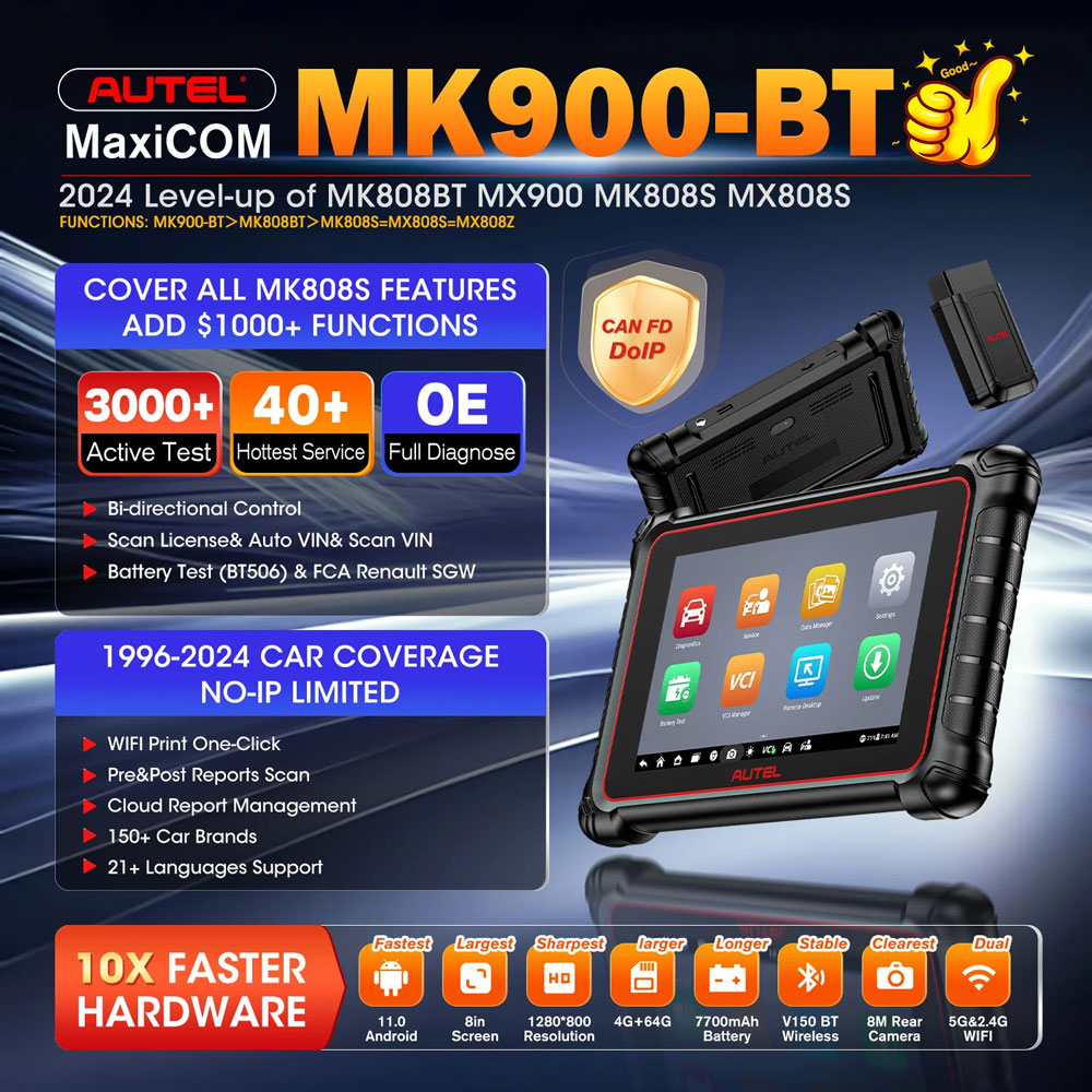 Autel MaxiCOM MK900-BT Bidirectional Diagnostic Scanner