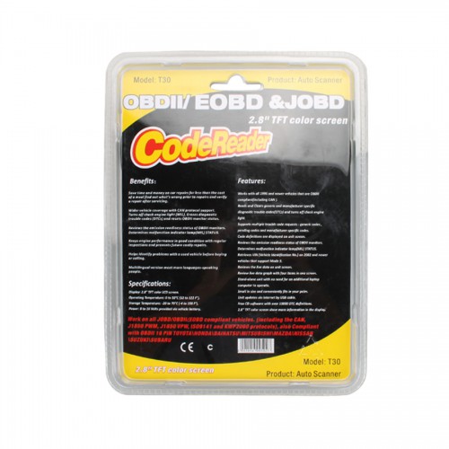 OBDII/EOBD/JOBD T30 Highen Diagnostic Scan Tool Auto Code Reader With Color-Screen Display