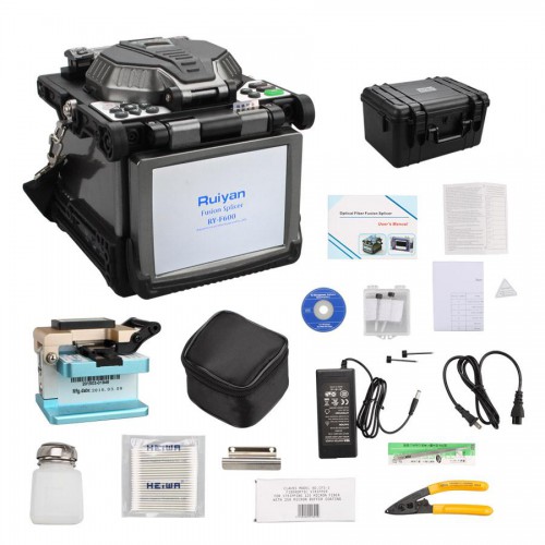 Original RY-F600 Fusion Splicer with Optical Fiber Cleaver automatic focus function 5.6" LCD