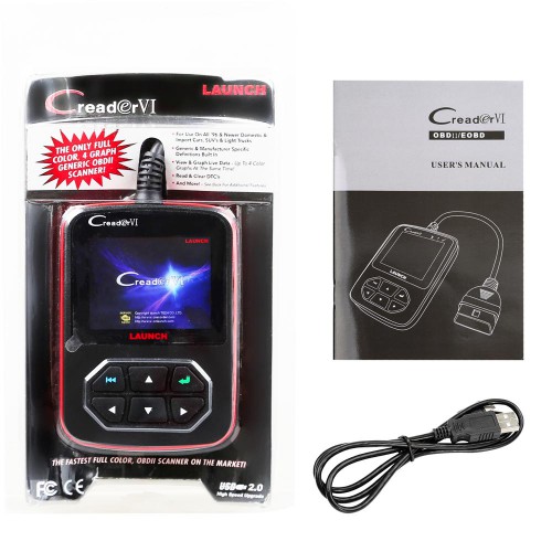 Launch Creader VI Code Reader Code Scanner With Full Color QVGA LCD Screen