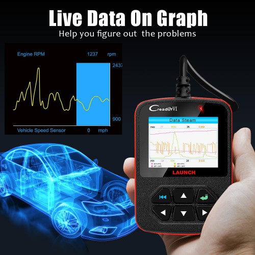 Launch Creader VI Code Reader Code Scanner With Full Color QVGA LCD Screen