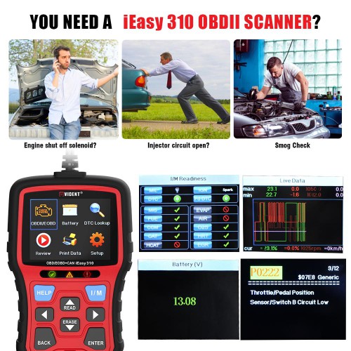 [UK/EU Ship] Vident iEasy310 OBD2 Scanner OBDII Code Reader and Car Diagnostic Tool OBD2 Automotive Scanner