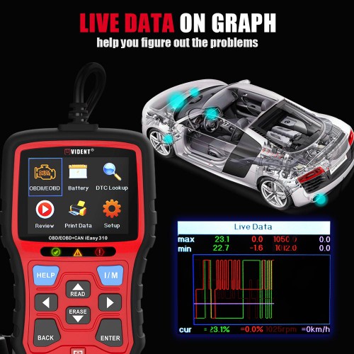 [UK/EU Ship] Vident iEasy310 OBD2 Scanner OBDII Code Reader and Car Diagnostic Tool OBD2 Automotive Scanner