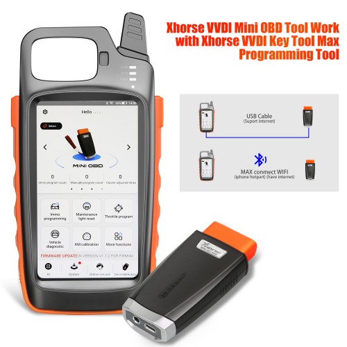 [UK/EU Ship]Xhorse VVDI Key Tool Max with VVDI MINI OBD Tool Support Bluetooth Get Free Renew Cable