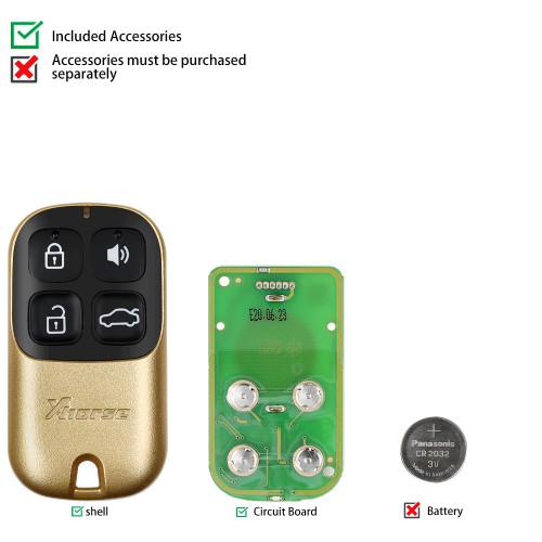 Xhorse XKXH02EN Universal Remote Key 4 Buttons Golden Style English Version for VVDI Key Tool 5pcs/lot