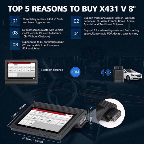 2022 Launch X431 V V5.0 8inch Tablet Wifi/Bluetooth Full System Diagnostic Tool