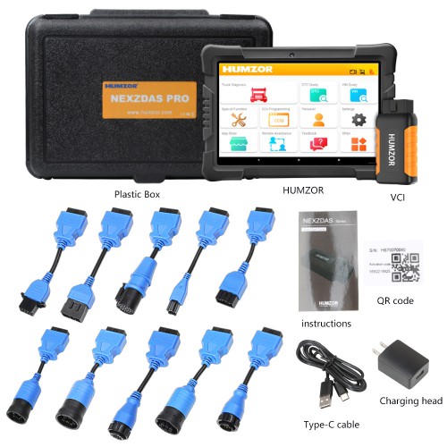Humzor NexzDAS ND506 Plus Full Version 10 Inch Tablet Diesel Commercial Vehicles Diagnostic Tool with 10 Converters