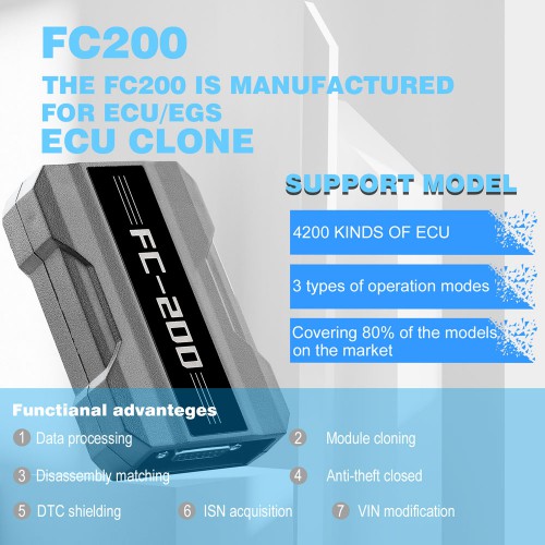 [US/EU Ship] V1.0.9 CG FC200 ECU Programmer Full Version Support 4200 ECUs and 3 Operating Modes Upgrade of AT200