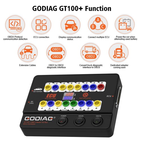 [US/UK/EU Ship] GODIAG GT100+ GT100 Pro New Generation OBDII Breakout Box with Electronic Current Display