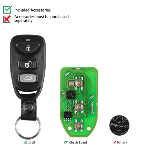 [US/UK Ship] Xhorse XKHY00EN Hyundai Style Universal Remote Key Wire 3 Buttons 5pcs/lot