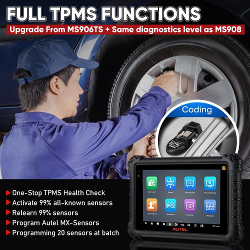 2024 Autel MaxiSYS MS906 Pro-TS OE-Level Full Systems Diagnostic and TPMS Relearn Tool with Complete TPMS + Sensor Programming