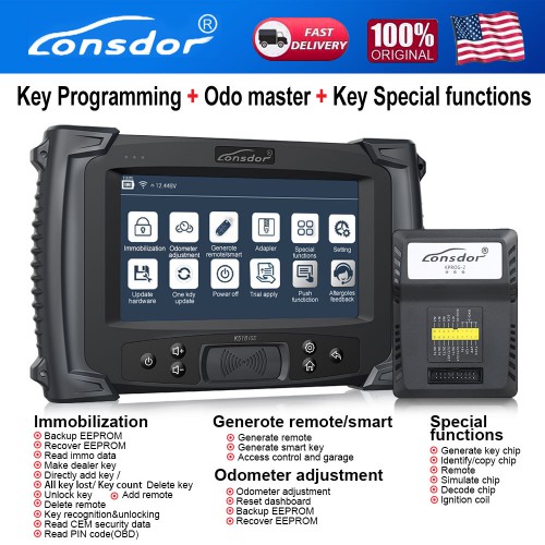 Lonsdor K518ISE Programmer Plus LKE Emulator and Super ADP 8A/4A Adapter Support Toyota/Lexus All Key Lost to 2022