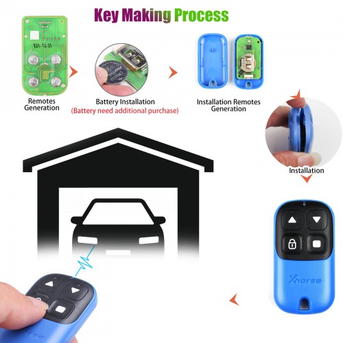 Xhorse XKXH04EN Garage Remote Key 4 Buttons Blue 5pcs/lot