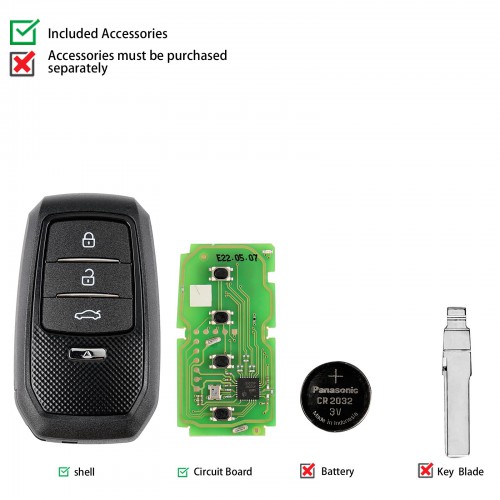 Xhorse XSTO01EN TOY.T for Toyota XM38 Smart Key with Shell 10pcs