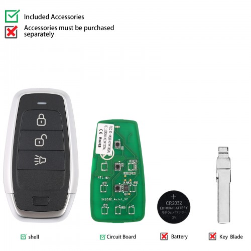 AUTEL IKEYAT003AL 3 Buttons Independent Universal Smart Key 5pcs/lot