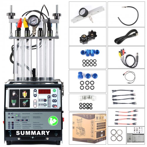 Summary PowerJet Pro 240 Injector Cleaner & Tester Machine Kit 4-Cylinder Support for 110V/220V Petrol Vehicles Motorcycle
