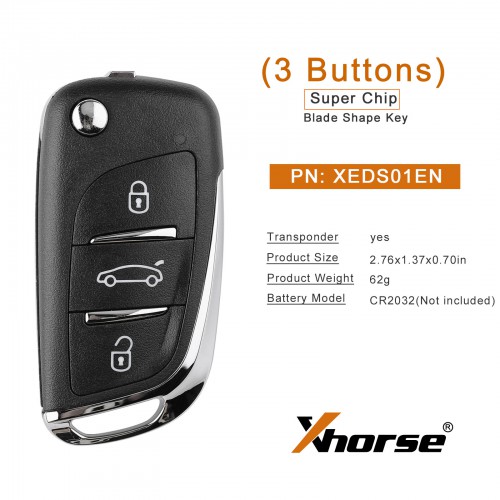 [US/EU Ship] Xhorse XEDS01EN DS Style Super Remote 3 Buttons with Built-in Super Chip English Version 5pcs/lot