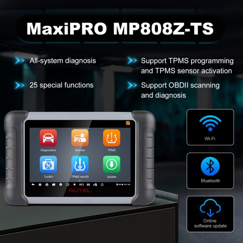 2024 Autel MaxiPRO MP808Z-TS Bi-Directional Control Scan Tool with ECU Coding, Full TPMS, 36+ Services, Upgraded of MP808TS/MP808BT
