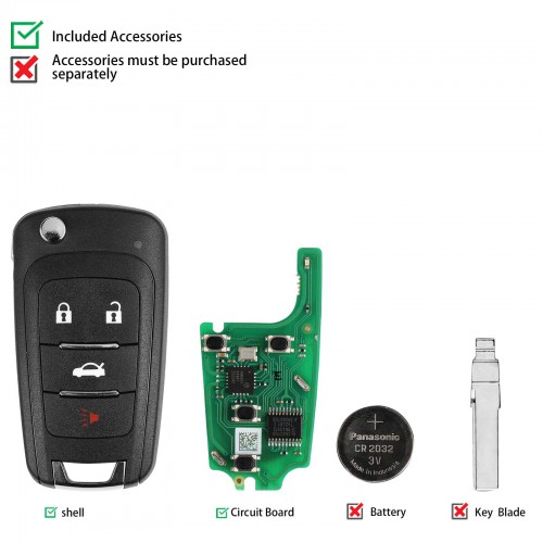 [US Ship] Xhorse XNBU01EN Wireless Remote Key Buick Flip 4 Buttons English Version 5pcs/lot