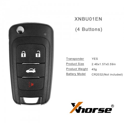 [US Ship] Xhorse XNBU01EN Wireless Remote Key Buick Flip 4 Buttons English Version 5pcs/lot