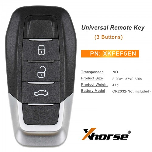 Xhorse XKFEF5EN FA.LL Type Wired Folding Key 3 Buttons Bright Black Universal Remote Key 5pcs/lot