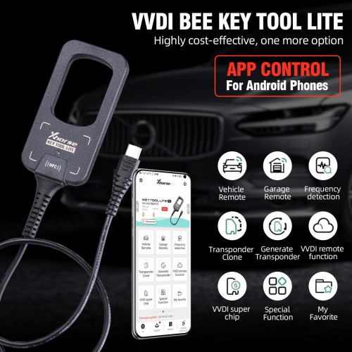[In Stock] 2023 Xhorse VVDI BEE Key Tool Lite Frequency Detection Transponder Clone Work on Android Phone Get Free 6pcs XKB501EN Remotes