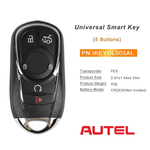 AUTEL IKEYOL005AL 5 Buttons 315/433 MHz Independent Universal Smart Key 5pcs/lot