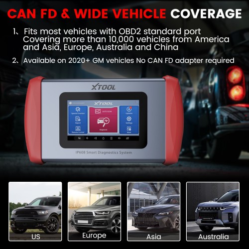 XTOOL Inplus IP608 OBD2 Scanner Full System Diagnostic Tool Support CAN FD 30+Services and Lifetime Free Update