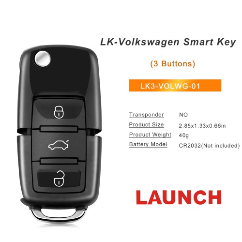 Launch LK3-VOLWG-01 LK-Volkswagen Smart Key (Folding 3-Button-Black) 5pcs/lot