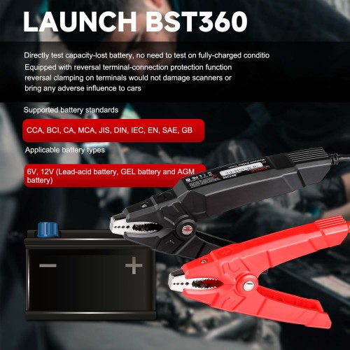 [EU Ship] Launch X431 BST360 Bluetooth Battery Tester Used with X-431 PRO GT, X-431 PRO V4.0, X-431 PRO3 V4.0, X-431 PRO5, X-431 PAD V/PAD VII