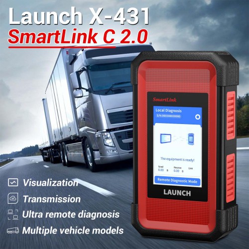 LAUNCH X431 PRO3S+ PRO3 S+ with X-431 SmartLink C 2.0 Heavy-duty Truck Module for Both 12V & 24V Cars and Trucks
