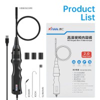 XTOOL XV100 HD Flexible Snake Inspection Videoscope Connect with XTOOL D8/A80 USB 3.0 1080P IP67 Waterproof 8 LEDs adjustable