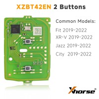 XHORSE XZBT42EN 2 Button HON.D Special PCBs for Honda Fit 2019-2022 XR-V 2018-2022 Jazz 2019-2022 City 2019-2022 5pcs/lot