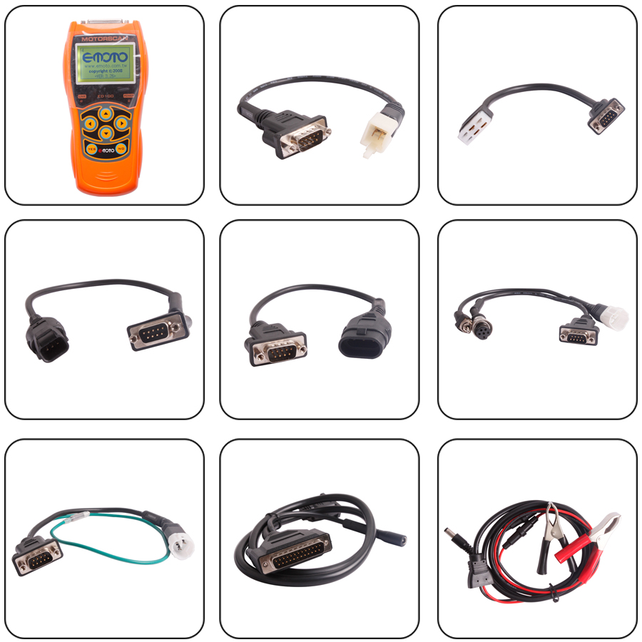ed100 motorcycle scan tool packing including