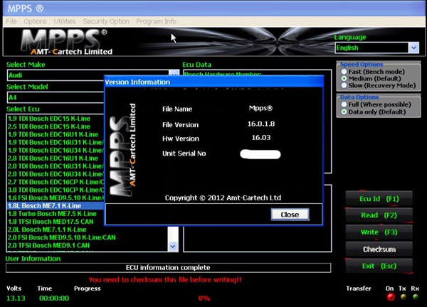 Mpps v16 software display