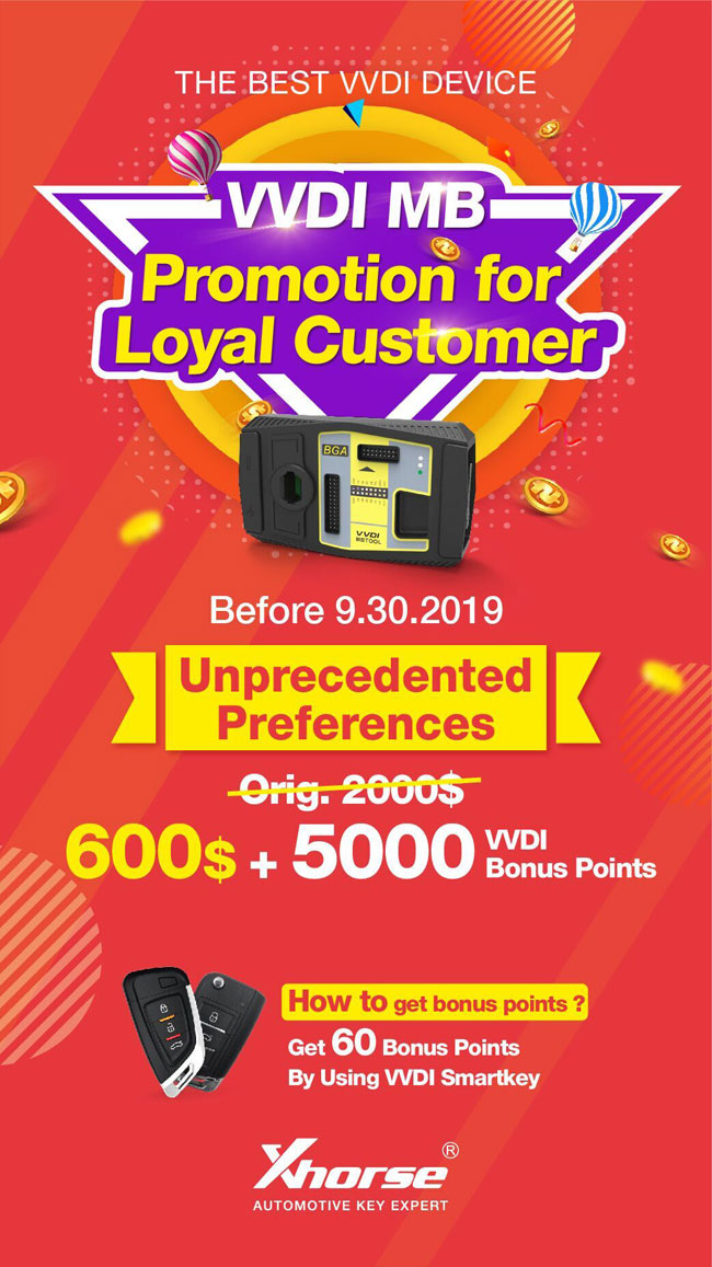 Xhorse VVDI MB Promotion $600 Exchange VVDI MB BGA Tool with 5000 Bonus Points