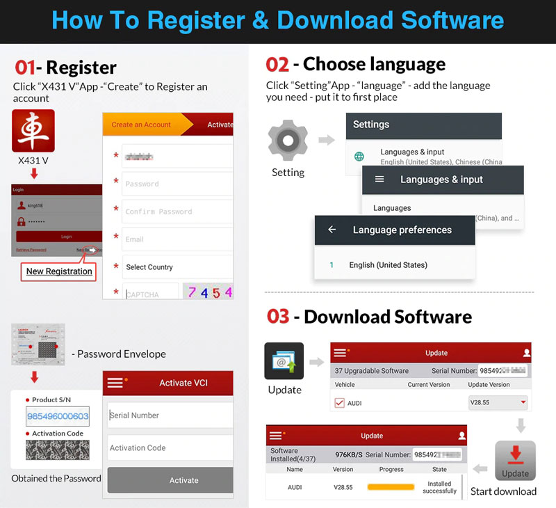 x431 v software register and download